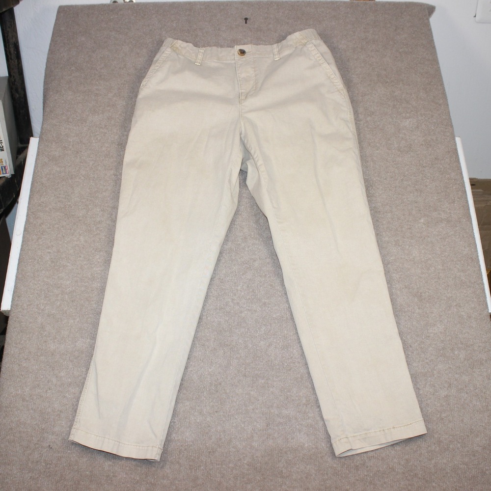 Old Navy Mens Khaki Chino Pants Tan Straight Leg Elastic Waist Size Medium
